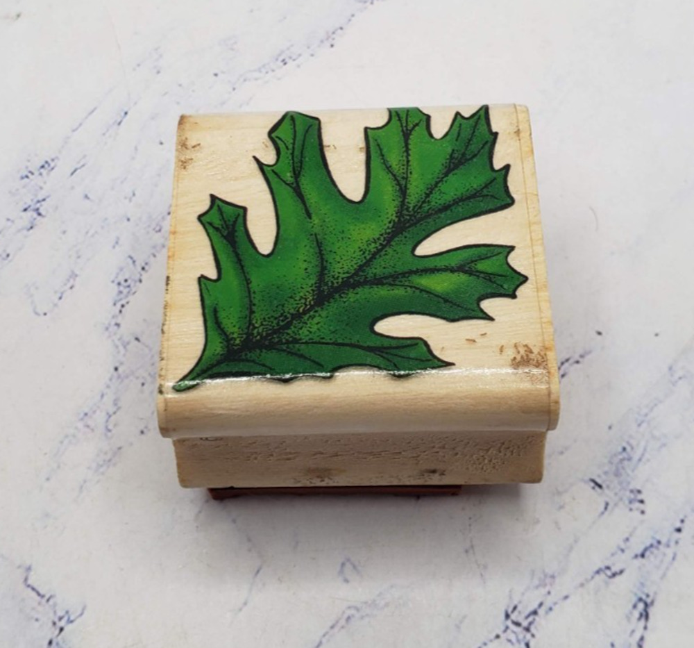 Oak Leaf Tree Sky Kids Square Wood Mounted Rubber Stamp